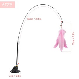 Unbranded 3pcs Cat Teaser Toy Set Suction Cup Feather Teaser Flexible Interactive Cat Toy