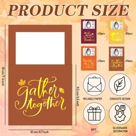 Whaline 100Pcs Thanksgiving Paper Silverware Bags Foil Gold Give Thanks Cutlery Holders Autumn Harvest Utensil Paper Bag Pocket for Fall Dinner Table Decor