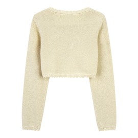 BlackButterfly Girls Long Sleeve Sparkle Cardigan Childrens Kids Bolero Shrug (Champagne, 9-10 YRS)