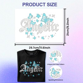 ANATTASOUL White Rhinestone Iron on Transfers Angelic and Butterfly Bling Diamond Hotfix Patches for Clothes, Large Glitter Iron On Sequin Applique for Jeans Jacket Caps Bag T-Shirts Shoes DIY Decor