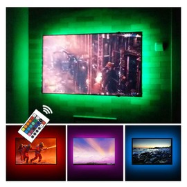 CPLID USB TV Backlight RGB LED Neon Accent Lights Strips for 32 to 43 inch HDTV Bias Lighting with Remote - USB Powered TV Behind Lighting LED Strip