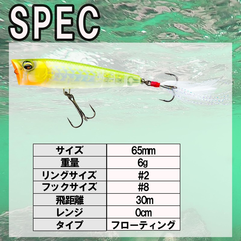 DUEL L-Bass Popper 65F 65mm Holowa Magpie Bass Fishing