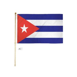 JumpingLight 5 Wood Flag Pole Kit Wall Mount Bracket with 3x5 Cuba Country Polyester Flag - Quality Flags