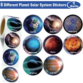 Hohamn 600Pcs Planet Solar System Stickers Roll for Kids 1.5 Inch Round Space Stickers for Boys Girls Solar System Party Favors Gifts Decoration Teachers Student Classroom Reward