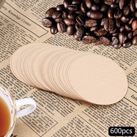 500 PCS Unbleached Coffee Filters Papers Compatible with Aeropress, 64mm/2.5" Natural Replacement Round Coffee Filters Papers Filters Brown Paper Filter Compatible with Espresso Coffee Makers