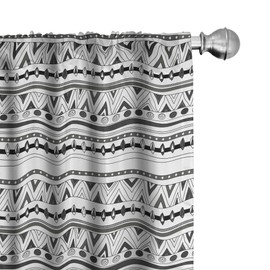 Ambesonne - Cortinas tribales prehistóricas aztecas con triángulos de círculos, patrón tribal folklórico, tratamientos para ventanas, 2 paneles para decoración de sala de estar, dormitorio, 142 x 213 cm, color gris pálido