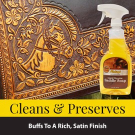 Fiebing's Tack Cleaner - Liquid Glycerine Saddle Soap for Leather (16 oz) - Smooth Leather Cleaner & Conditioner to Soften, Protect & Restore Leathercraft - For Car Seat, Shoe, Purse, Boot, & Saddles