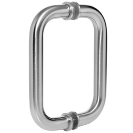 Dynasty Hardware 6" Back to Back Tubular Shower Door Pull For Frameless Shower Doors, Satin Nickel, With Trim Washers