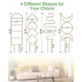 4 Pack Indoor Climbing Plant Trellis, Small Trellis for Potted Plants Outdoor, Metal Garden Trellis Plant Support Trellis with Different Patterns for Vine Ivy Flower (Golden)