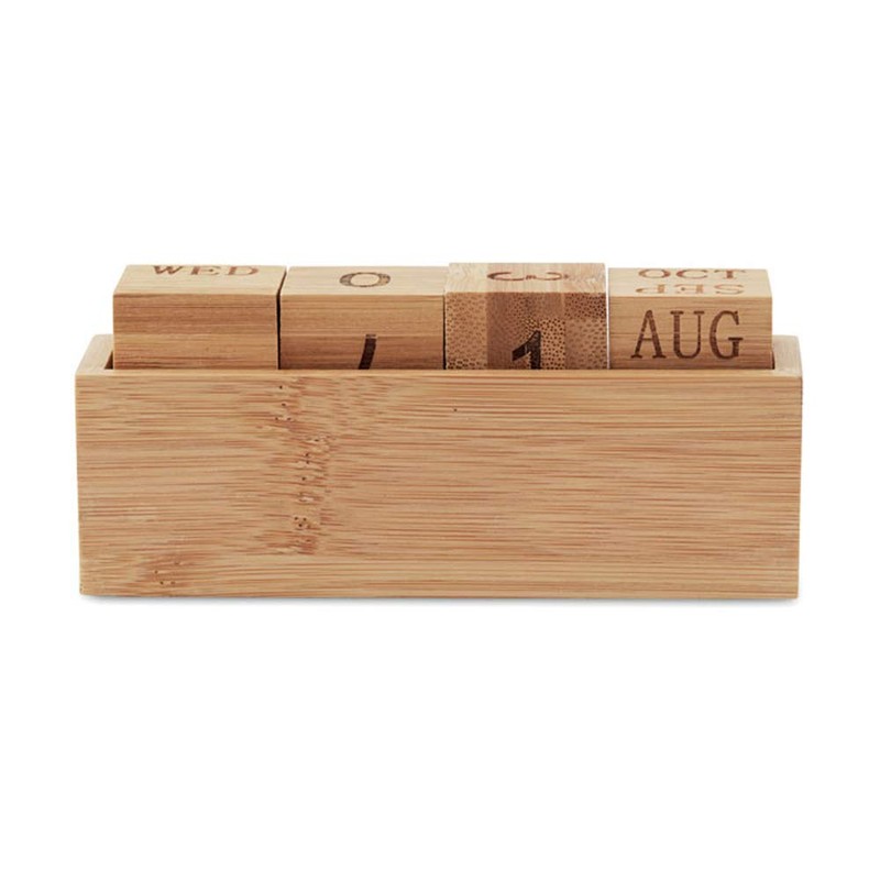 Perpetual Calendar Made of Bamboo Wood, Desk Calendar for Office