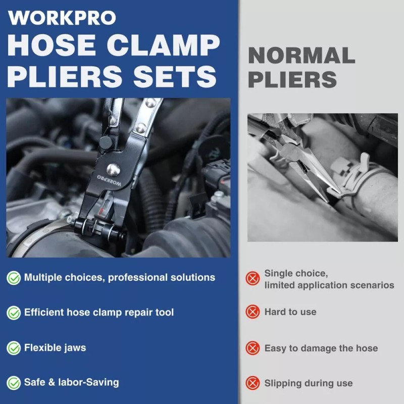 WORKPRO 2-Piece Hose Clamp Pliers Set 27" Flexible Hose Clamp
