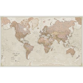 Maps International Giant World Map – Antique Style Mega-Map Of The World - Laminated - 46 x 80-2025 Updated
