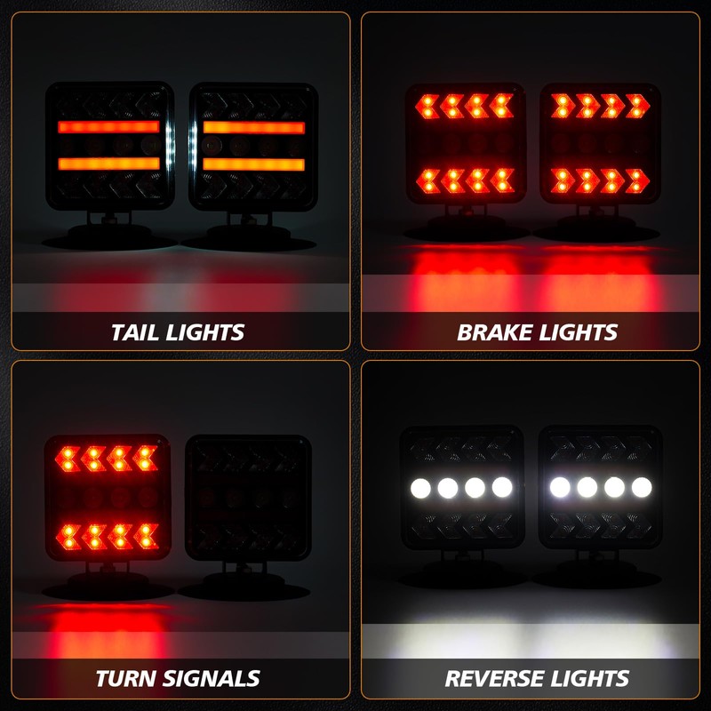 Wireless Magnetic Trailer Lights Upgraded 2.4GHz Transmission with Strobe Mode
