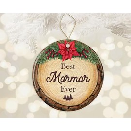 AcevedoDesign Best Mormor Ever Ornament Ceramic, Mormor Wood Slice Ornament, Mormor Christmas Ornament, Great Mormor Ornament, for Mormor, New Mormor Ornament Printed on Both Sides