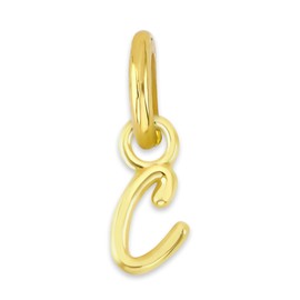 Dainty Solid 10k Gold Wire Initial Charm with Jump Ring (C)
