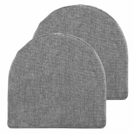 Sweet Home Collection Chair Cushions 100% High Density Memory Foam Pads U Shaped 17" x 16"Non-Slip Skid Rubber Back Seat Cover, 2 Count (Pack of 1), Gray