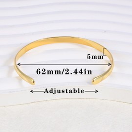 JJDreams Stainless Steel Bangle Ladies 5mm Open Bangle Ladies Women Oval Bangle Smooth Bangle,Gold