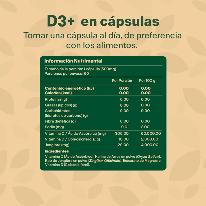 Vitalbotanics Vitamina D3 + Con 60 Capsulas De 500mg Sabor