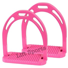 4.75 Inch Horse Riding Safety Stirrups Light Weight Durable Irons Aluminium Metal (Pink)