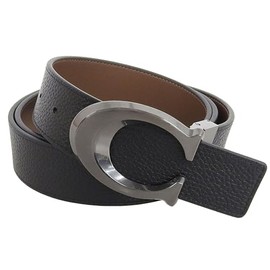Coach SCLT C PBL SM BLT CQ013QBLVW Men's Belt, Outlet Brand, Leather, Black, Signature Buckle, Cut-to-Size, Reversible, 1.5 inches (38 mm), BLACKD x ARKSADDLE