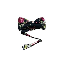 Mytieshop Men's Floral Bow Tie (PRE-TIED) Great for Weddings, Elopement, Wedding Shoot, Photography, gifts. (JAKE (Black))