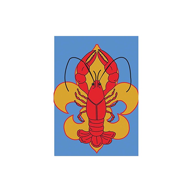 Crawfish on Fleur de Lis on Blue 42 x 29
