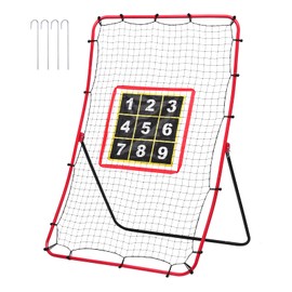 Softball Pitching Net with Strike Zone Target, Adjustable Red Metal Frame，Baseball Pitchback，Baseball Rebounder and Softball Pitching Net