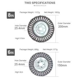 Steel Wire Weeding Head 6/8 Inch Rotating Wheel Brush Disc for Lawn Garden Agriculture Tools - Inner Hole 25.4 mm (6 Inch)