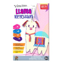 C.S. Kids KC02 DIY Llama Keychain, First Sewing Arts & Crafts Gifts - Animal Crafting Cross-Stitch | Sew Your Own Llama
