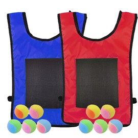 TOMMYFIELD Outdoor Play Target Toy Ball Velcro Targeting Game for Kids Clothing Red Blue