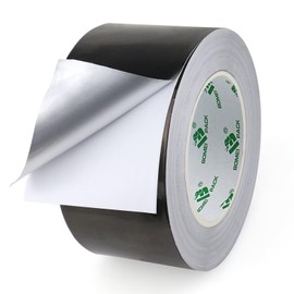 BOMEI PACK Black Aluminum Foil Tape Heavy Duty, HVAC Sealing & Patching Hot Cold Air Pipe Tape for Pipe, Metal Repair, HVAC Insulation (50mm*50m)