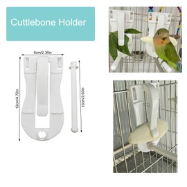 NentMent 2 Pack Cuttlebone Holder for Birds Cage with Perches Stand Cuttlefish Cuddle Bones Feeder Clip for Parakeet Cockatiel Budgie Sharp Beaks