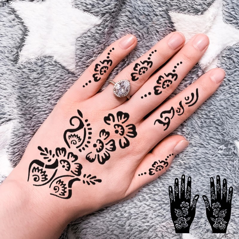 22 Sheets Henna Tattoo Stencil Kit, Henna Stencils Temporary Tattoo