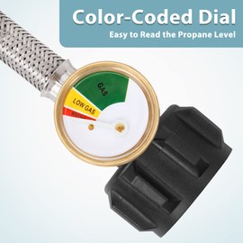 SHINESTAR 6 FT Braided Propane Hose Adapter with Gauge, Fits for Blackstone Tabletop Griddle, Coleman Camping Stove, Weber Q Grill and More, Connects to 5-20 lb Propane Tank