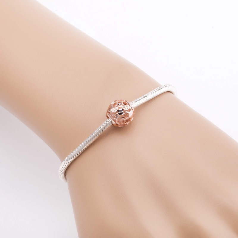 Abalorio de plata de ley 925 con diseño de abeja