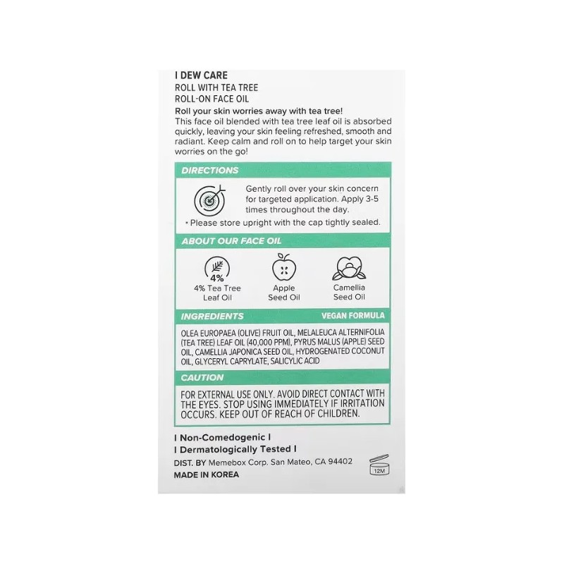 I Dew Care, Aceite Facial Roll On Con Tea Tree,