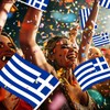 Pack of 50 Greek Hand-Held Flags 21 x 14 cm