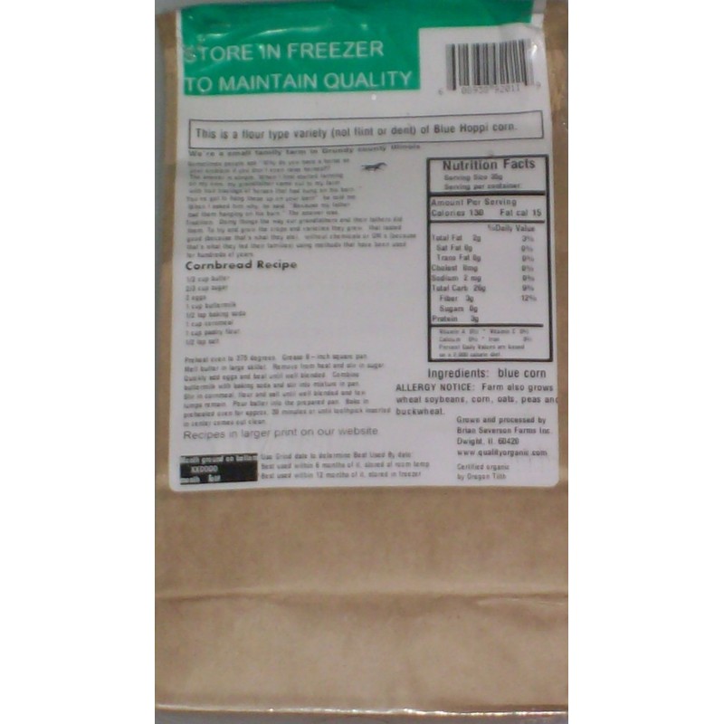 Organic Blue Hopi Cornmeal, Fresh Stone Ground, Farmer Direct, non-GMO