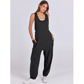 ANRABESS Women Overalls Jumpsuits Loose Casual Dressy Sleeveless Baggy Harem Pants Romper Jumpers 2025 Trendy Summer Outfits Black XX-Large