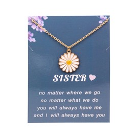 Stocking Stuffers Gifts for Women to My Sister Necklace Sunflower Necklace Sister Necklace Daisy Pendant Necklace Birthday Gifts for Sister