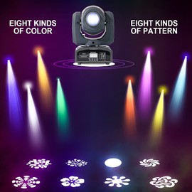 ZKYMZL 60W LED Moving Head DJ Lights - Professional Stage Lighting with 8 GOBOs & 8 Vivid Colors, Sound Activated, DMX512 Control - Perfect dj Lights for Parties, Weddings & More Events... (2 Packs)