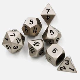 Metal Polyhedral Dice Set for Dungeons & Dragons DND (Silver)