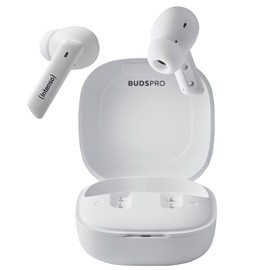 Intenso Buds Pro - TWS True Wireless Kopfhörer T512HAE mit Hybrid ANC, ENC, Bluetooth und bis zu 35 Std. Musikwiedergabe, Weiß