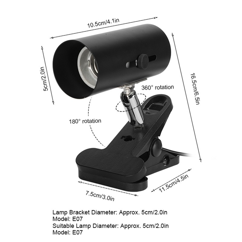 Reptile Sun Basking Lamp Clip on Bracket Rotatable Heat Light