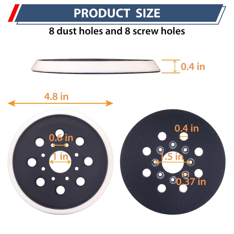 RUIHONGV 5 Inch Sander Pad for Bosch,2 Pack Hook-and-Loop Sander