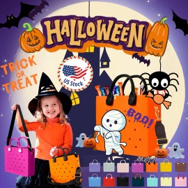 Scary Halloween EVA Tote Bag Waterproof Lightweight Handbag Punch Hole Style for Clog Charms Spooky Tote Bag Handbagsize: 35*10*3cm, Color: HYB-T23