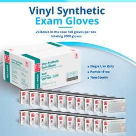 AroCare Basic Medical Clear Vinyl Exam Gloves - Latex-Free & Powder-Free - VGPF1207 (Case of 2,000), Extra Large