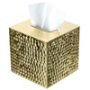 MyGift Modern Hammered Brass Tone Metal Cube Facial Tissue Box