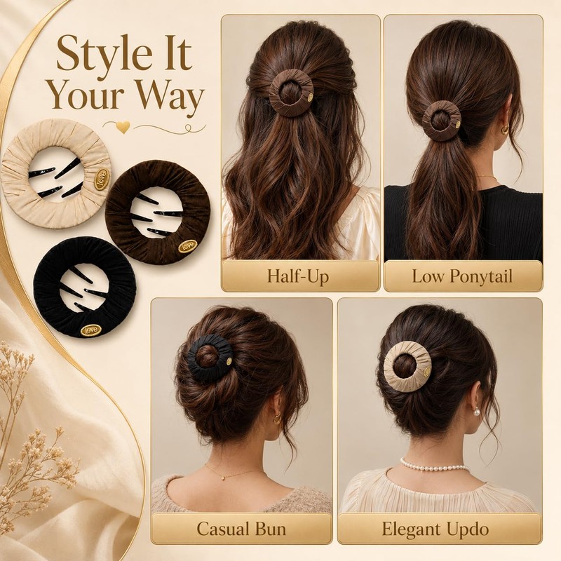 3 Pcs Flat Hair Clips for Women, Soft Non-irritating Round