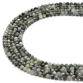 JM Design Natural Eagle Eye Faceted Round Beads Size 3mm 15.5" Strand for Jewelry Making